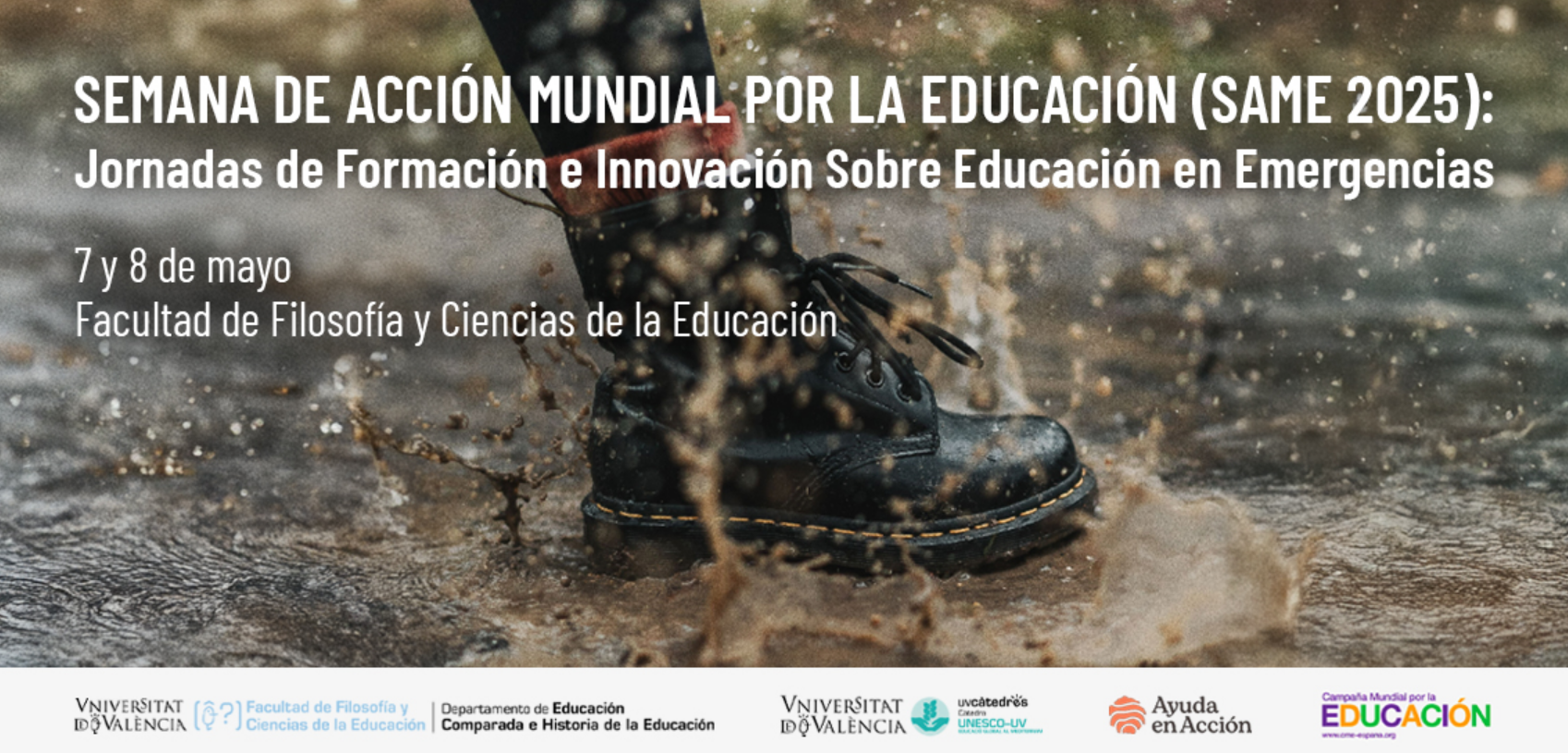 Botas pisando un charco de lodo. Imagen oficial de las jornadas